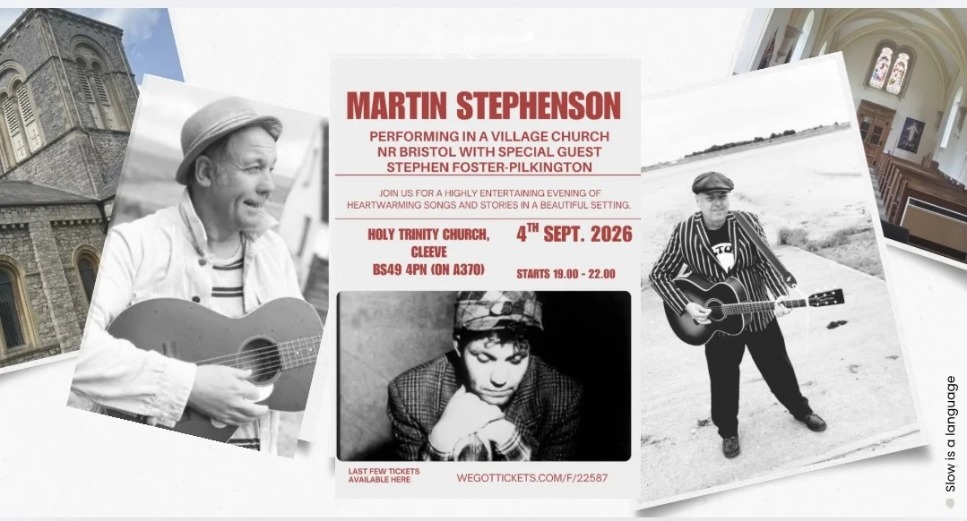 Martin Stephenson announces a special guest for fundraising concert at  Holy Trinity Church.
